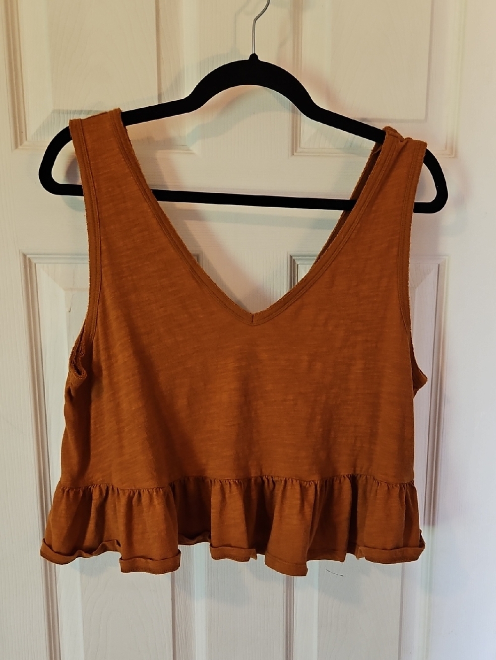 wild fable Rust Ruffle-Hem Tank Top